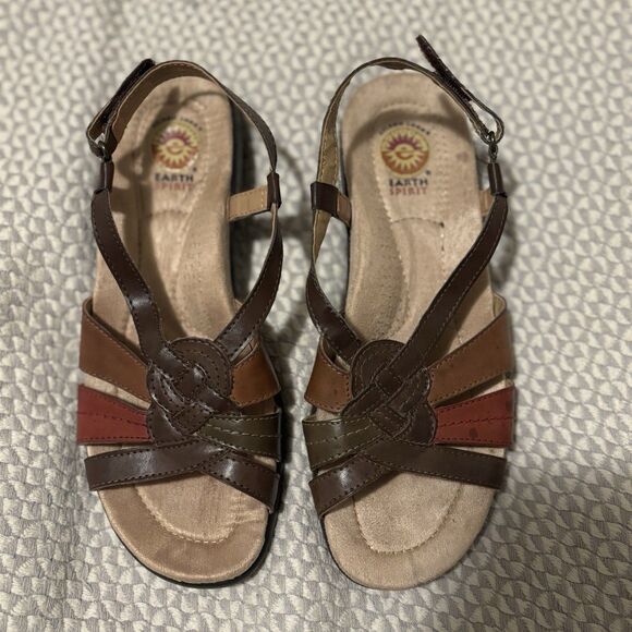 Earth Spirit Leather Sandals Womens 8 Multi Color Comfort Walking Strappy Shoes - Picture 3 of 15